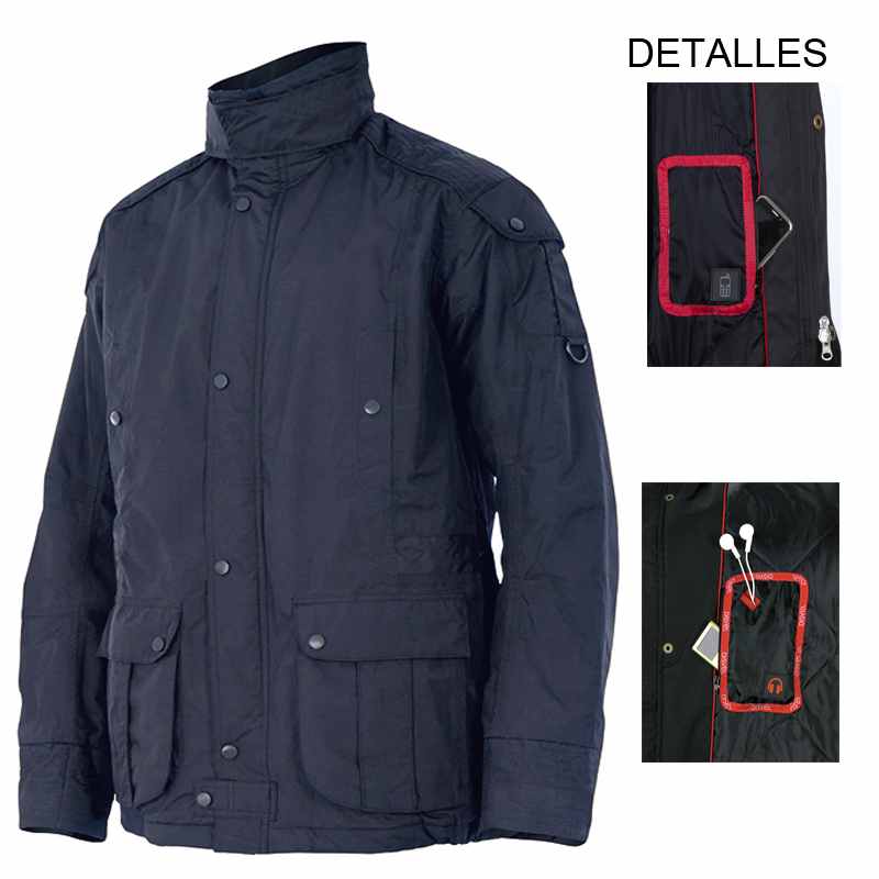 Parka acolchada impermeable multibolsillos