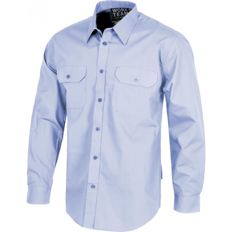 Camisa b8001 manga larga y bolsillos de plaston workteam