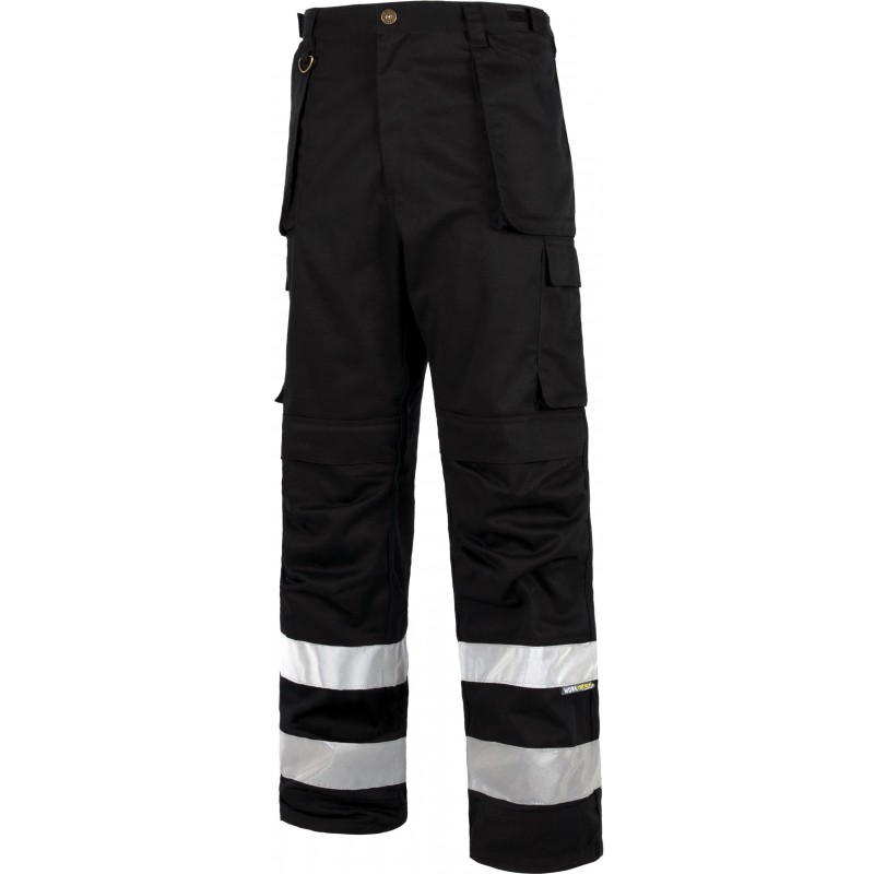 Pantalon c2911 recto multibolsillos reforzado con cintas reflectantes workteam